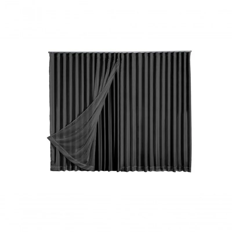 Cortina Blackout Com Voil 6,00x2,70 Para Trilho Suíço Preto