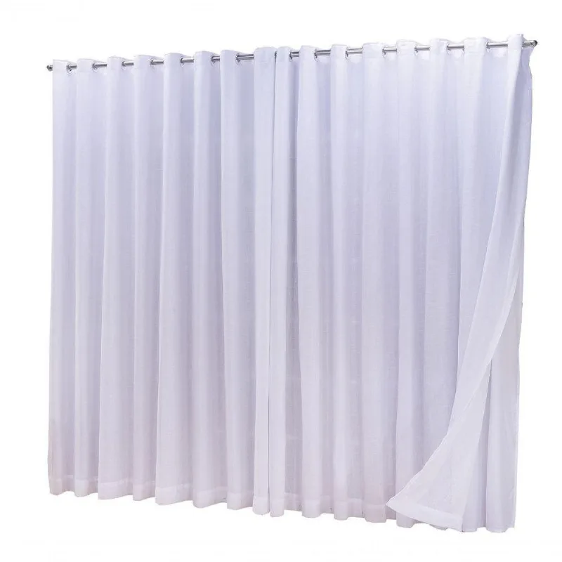 Cortina Microfibra Com Linho 6,00x2,80 Para Varão Simples