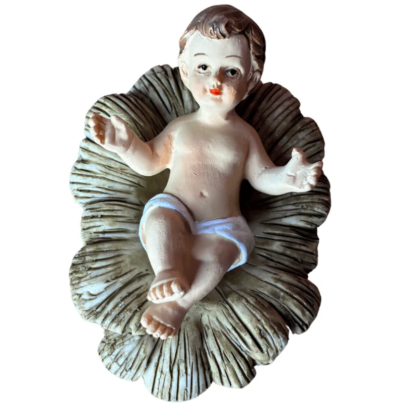Enfeite De Natal Menino Jesus Na Manjedoura Em Resina Multiart
