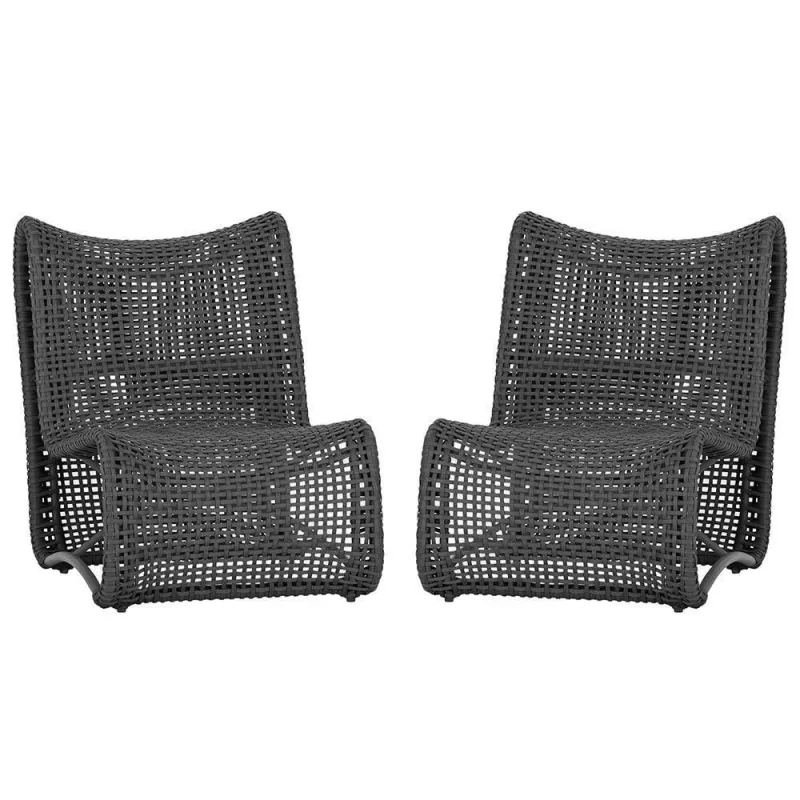 2 Cadeiras Poltronas Texas Corda Náutica Varanda Jardim Preto - Trama - Móveis