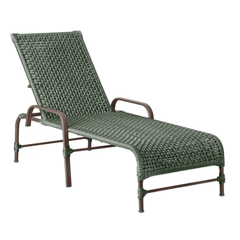 Espreguiçadeira Catar Corda Náutica Piscina Jardim Alumínio Verde - Trama