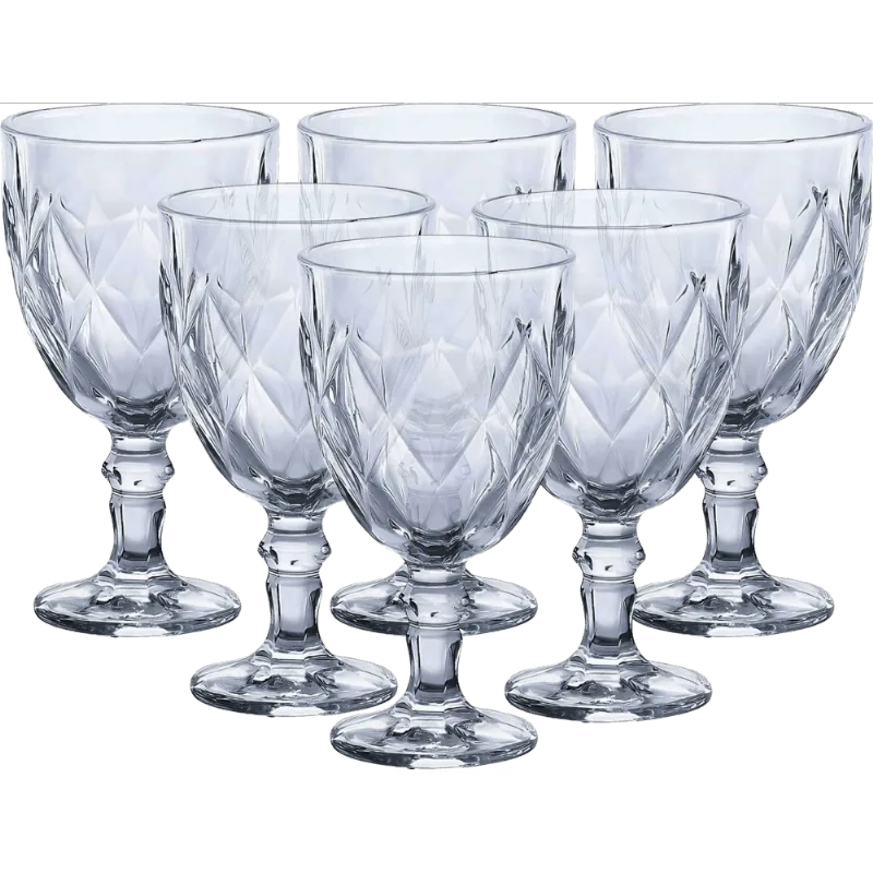 Taça Vidro Diamond Gamma Transparente 340ml 6 Unidades