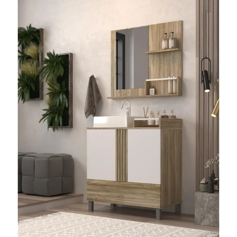 Conjunto Sander Varsovia 80cm 8788 CA Cartagena e Branco Fosco