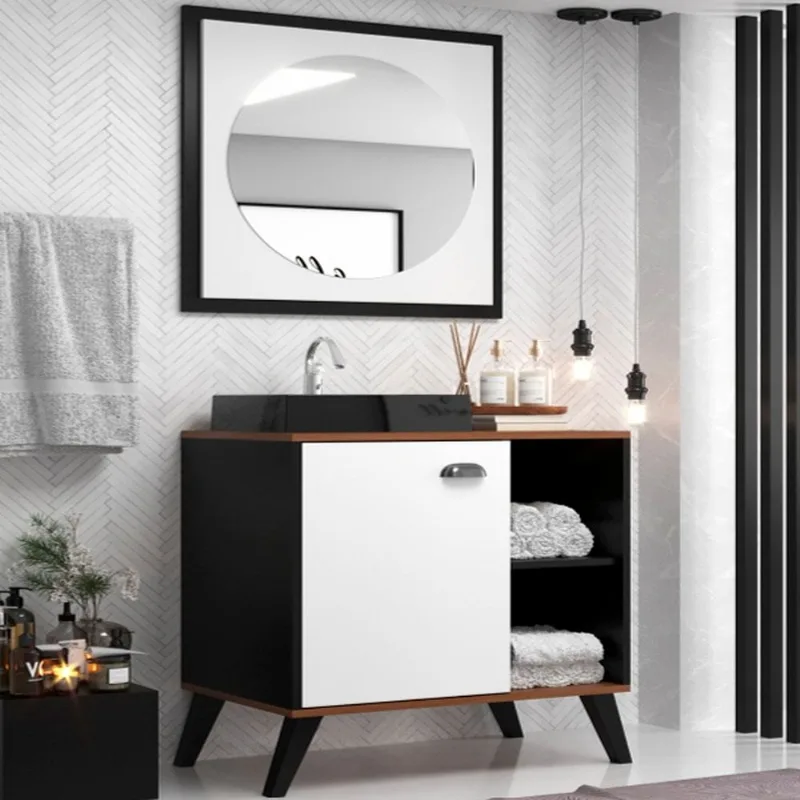 Conjunto Dubai 70Cm Branco Com Preto Castanho Sander