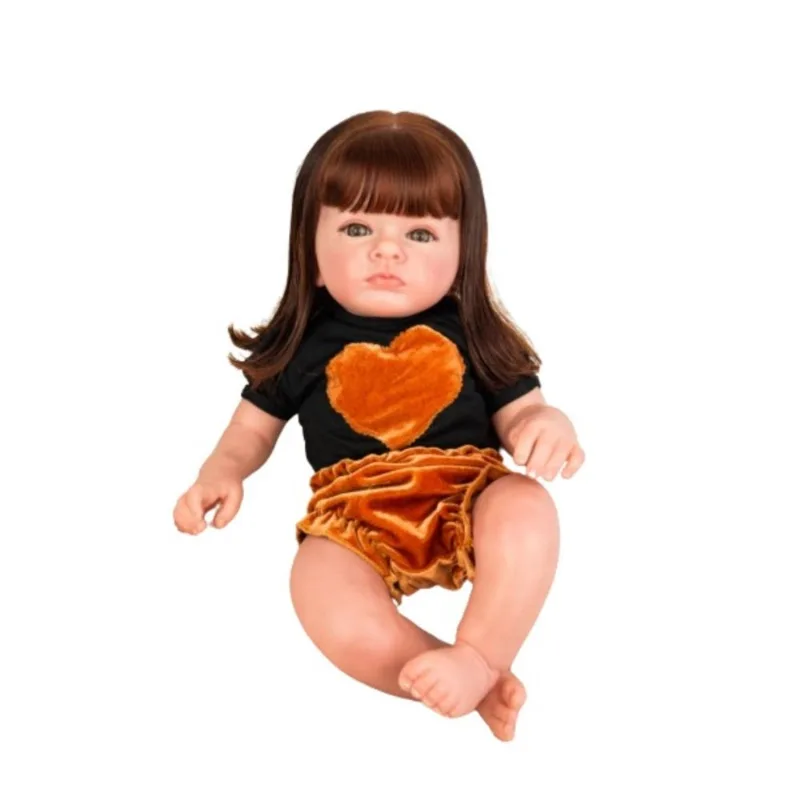 Bebe reborn menina cabelo fio A fio corpinho tecido
