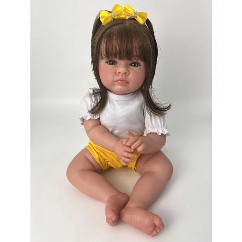 Bebe reborn menina princesa cabelo fio A fio corpo de pano