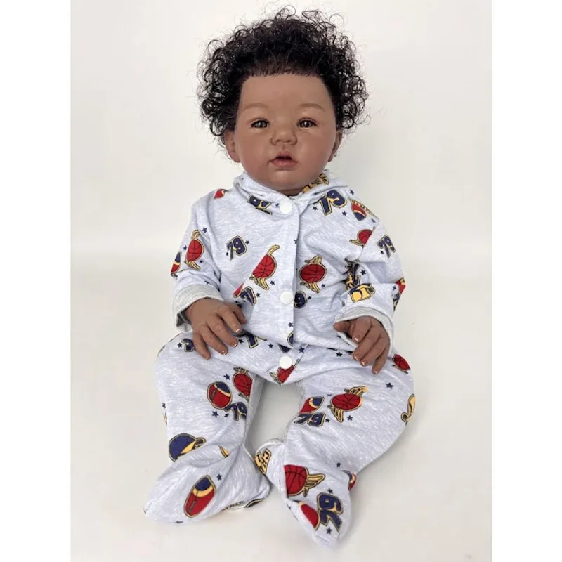Bebê reborn artesanal menino cabelo afro corpo de tecido