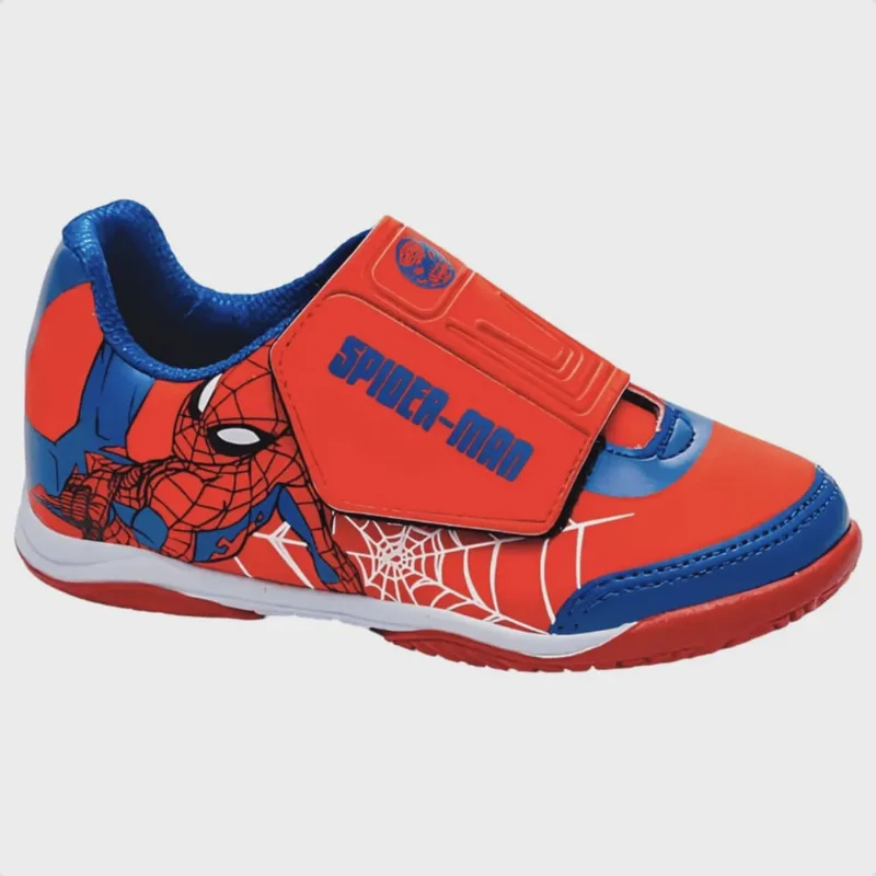 Kit Chuteira Infantil Dray Marvel Indoor Futsal Quadra Sem Trava Homem Aranha Spider Man