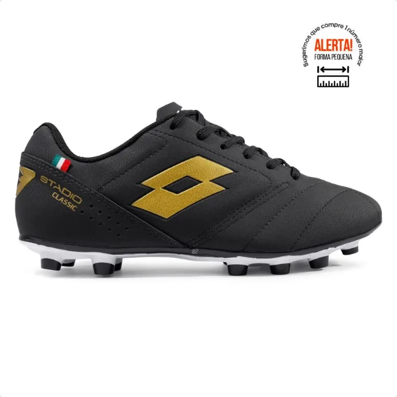 Chuteira Campo Lotto Stadio Classic B700 Masculina 37 / Preto / Dourado