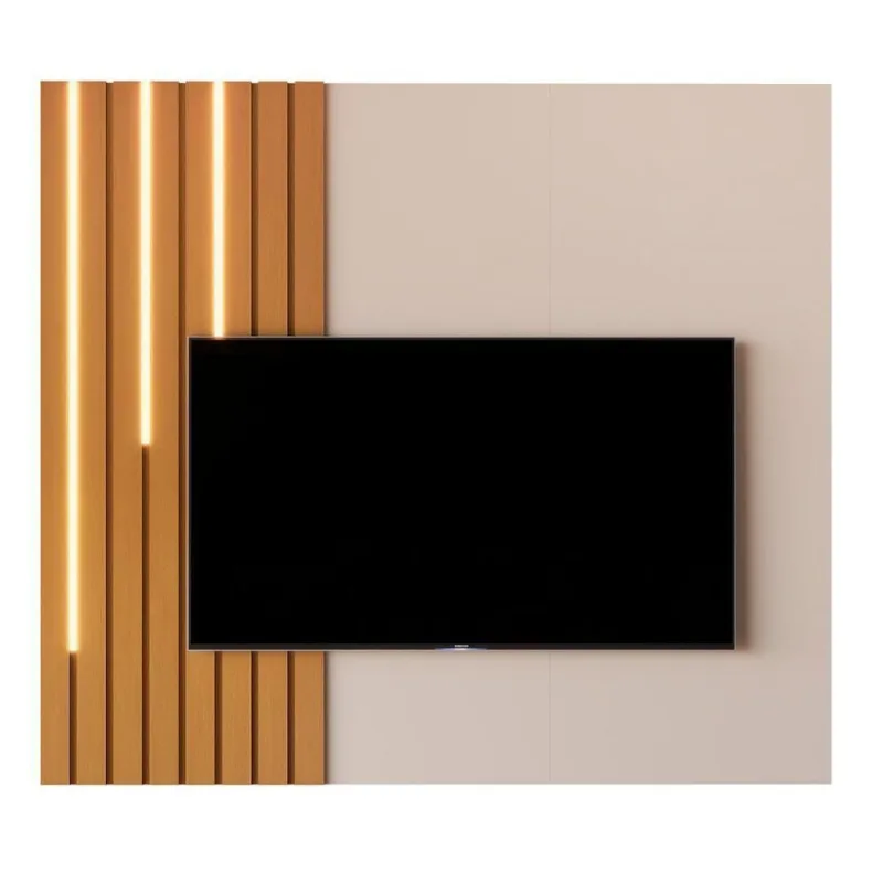 Painel Suspenso Boto 1.4 Com Led Sala Para Tv Até 58 Off White Nature - OUTRAS - Móveis