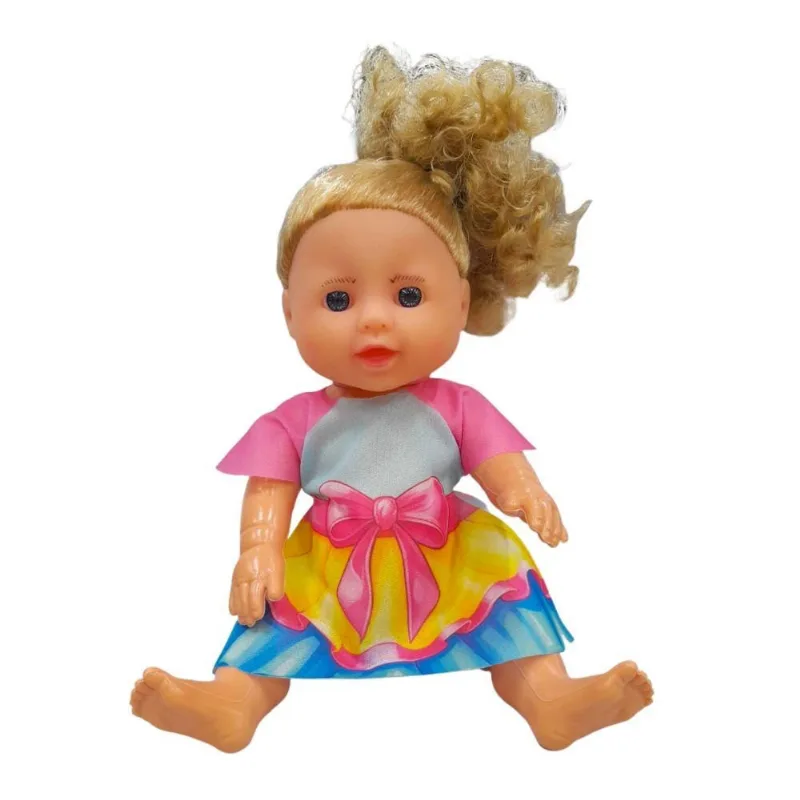 Boneca Duda Loira com Vestido de Laço 34cm 1139 - Bee Toys - Bee Toys