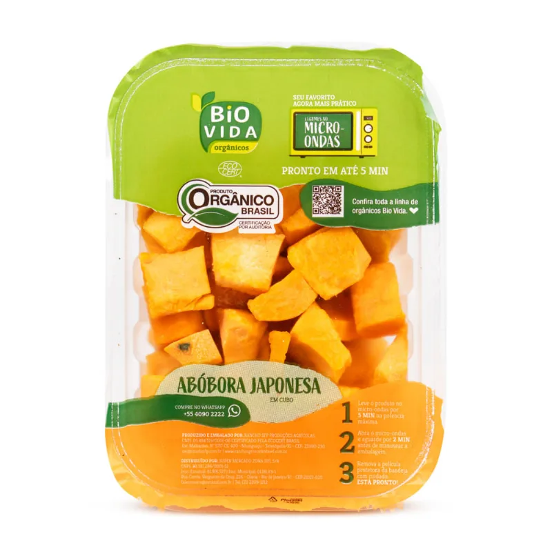 Abóbora Japonesa em Cubos Orgânica para Microondas Bio Vida 250g