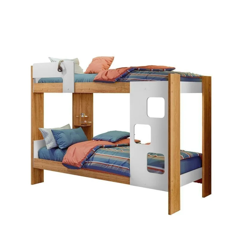 Beliche Solteiro Nobre com Cantoneira MDP e MDF 25mm Branco com Cinamomo 98CM - Nobre - Móveis