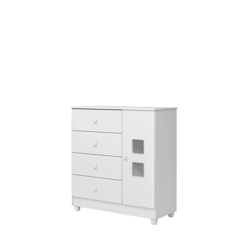 Cômoda Luiza 4 Gavetas MDF-MDP Puxador Plástico Branco Floreal Luiza - OUTRAS MARCAS