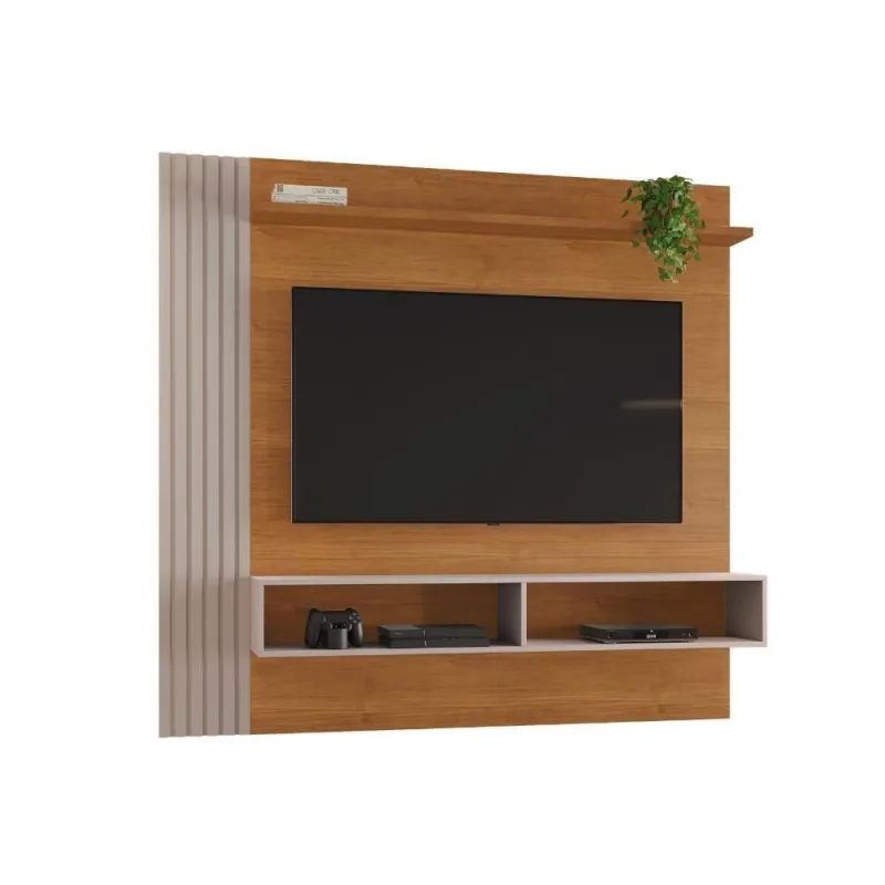 Painel para TV Loki 65" 170CM MDP-MDF com Nicho Ripado LED Cinza Clin Off 170CM - OUTRAS MARCAS