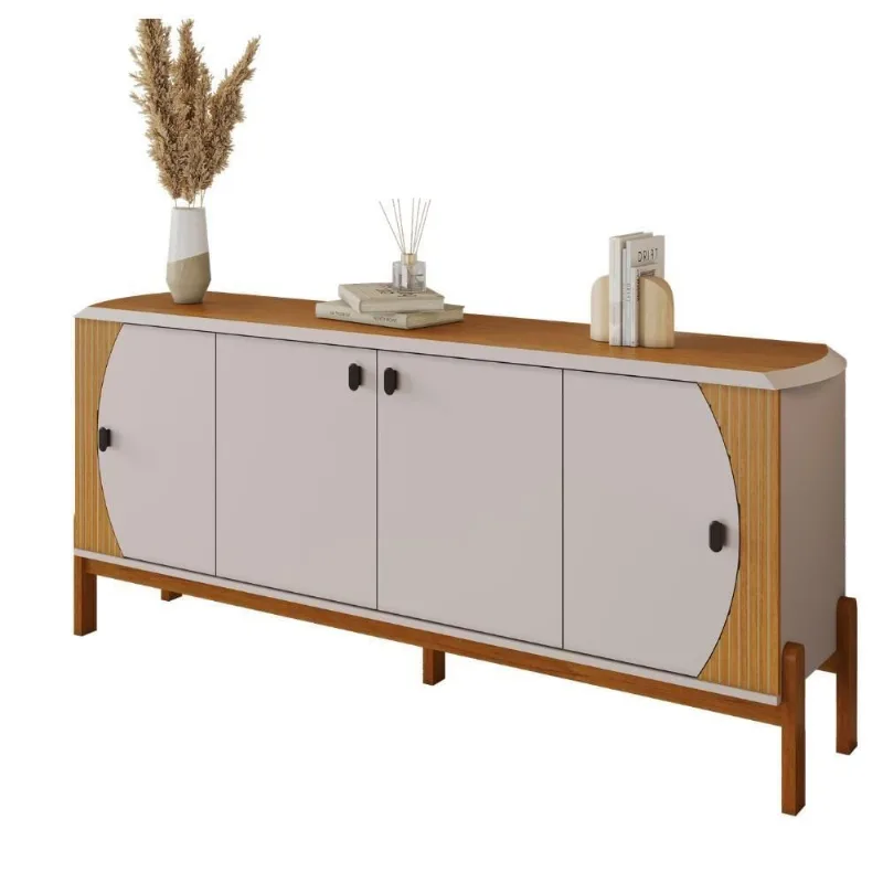 Buffet Heras 4 Portas 4 Prateleiras MDF com Pés de Madeira Marrom Off! 180CM