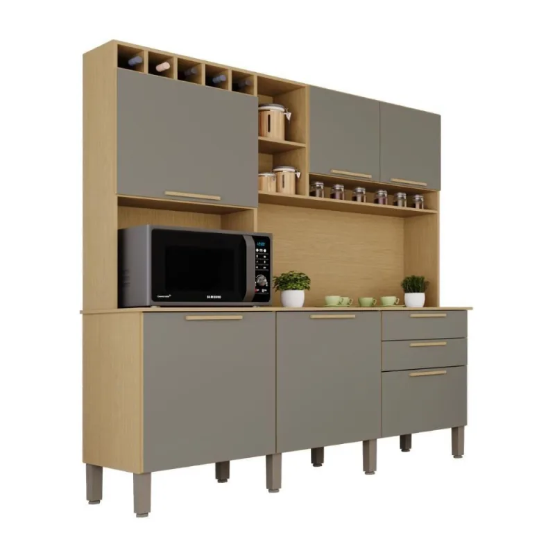 Armário de Cozinha Florença 6 Portas 2 Gavetas MDF 165CM Topázio - OUTRAS