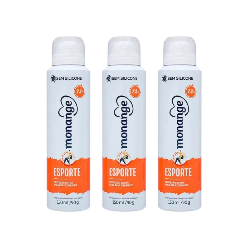 Desodorante Aero Monange 150ml Esporte - Kit C/3un