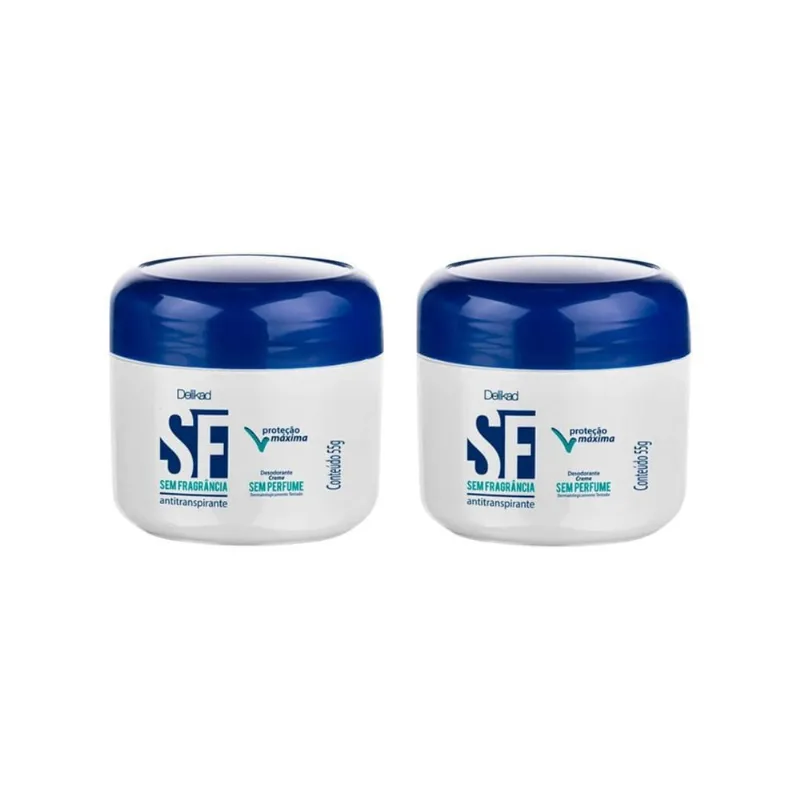 Desodorante Creme Delikad Sem Fragrancia 55G - Kit Com 2Un