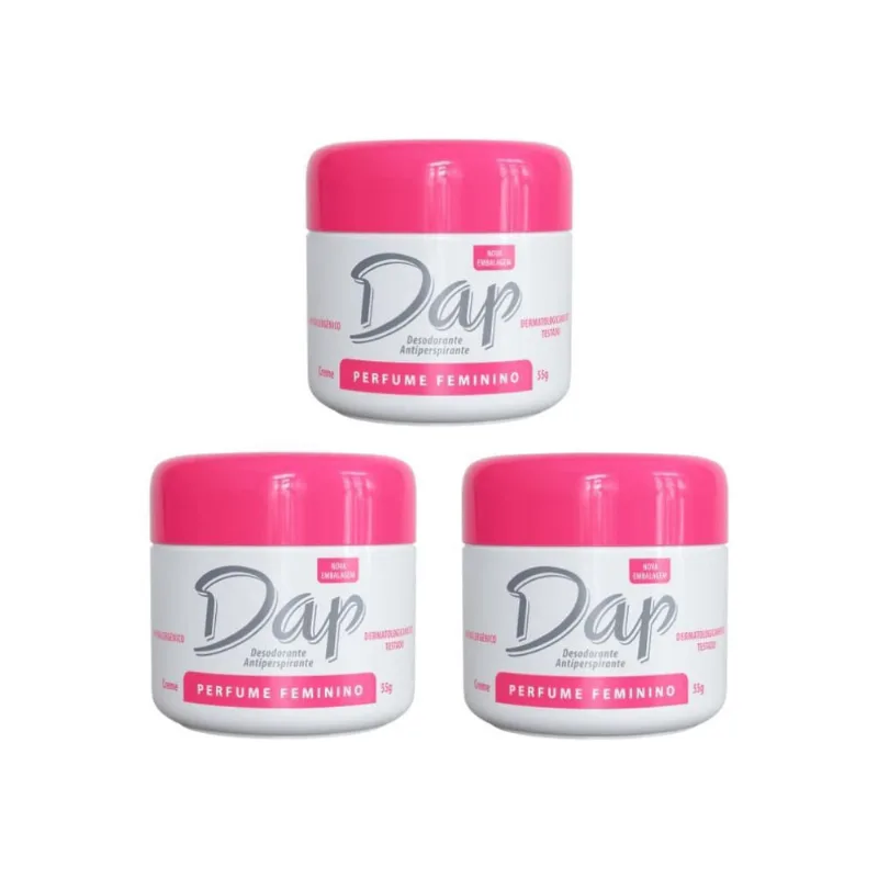 Desodorante Dap Creme Pote Perfume Feminino 55G - Kit 3Un