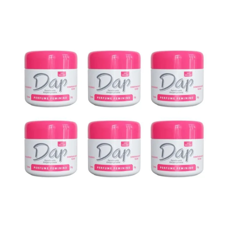 Desodorante Dap Creme Pote Perfume Feminino 55G - Kit 6Un