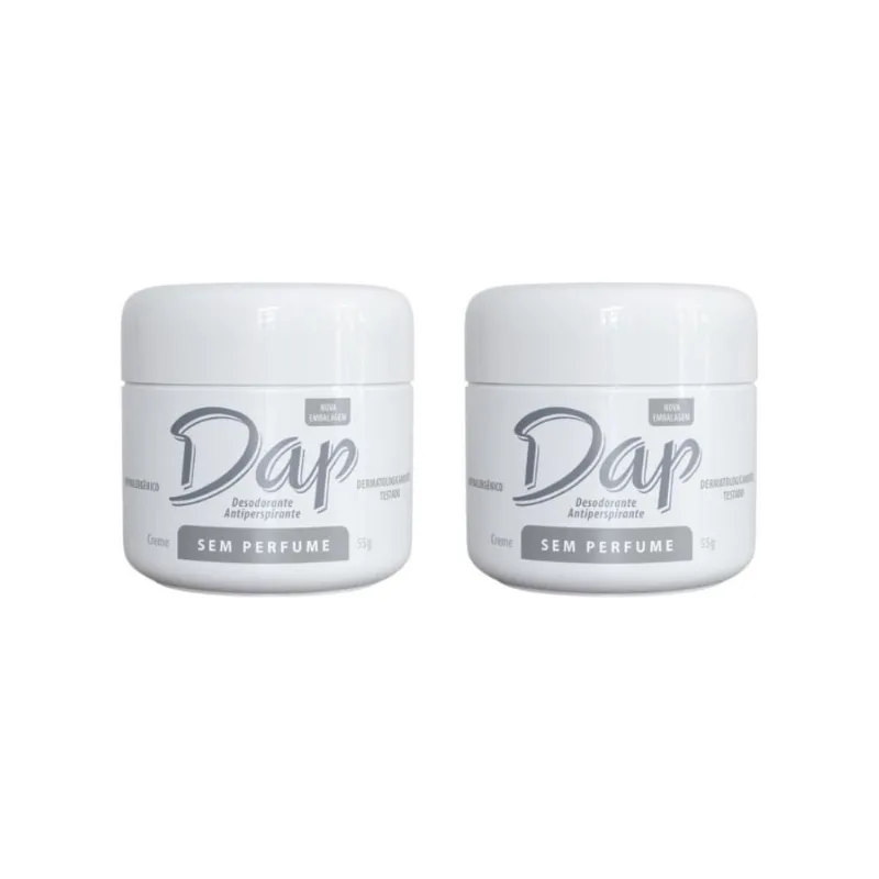 Desodorante Dap Creme Pote Sem Perfume 55G - Kit Com 2Un