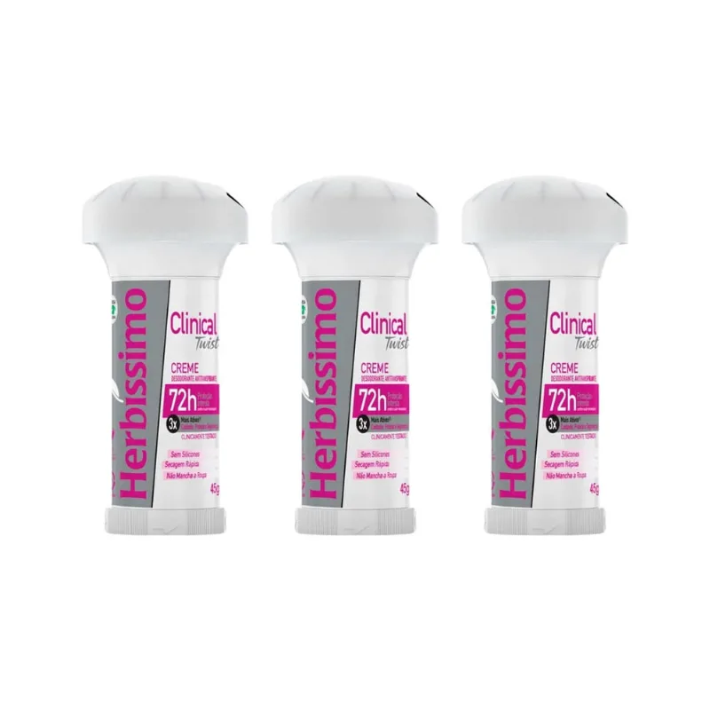 Desodorante Herbissimo Stick Creme Twist Clinical 45g - 3un