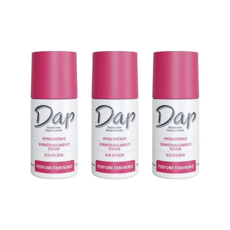 Desodorante Dap Roll-On Perfumado Feminino 55Ml - Kit 3Un