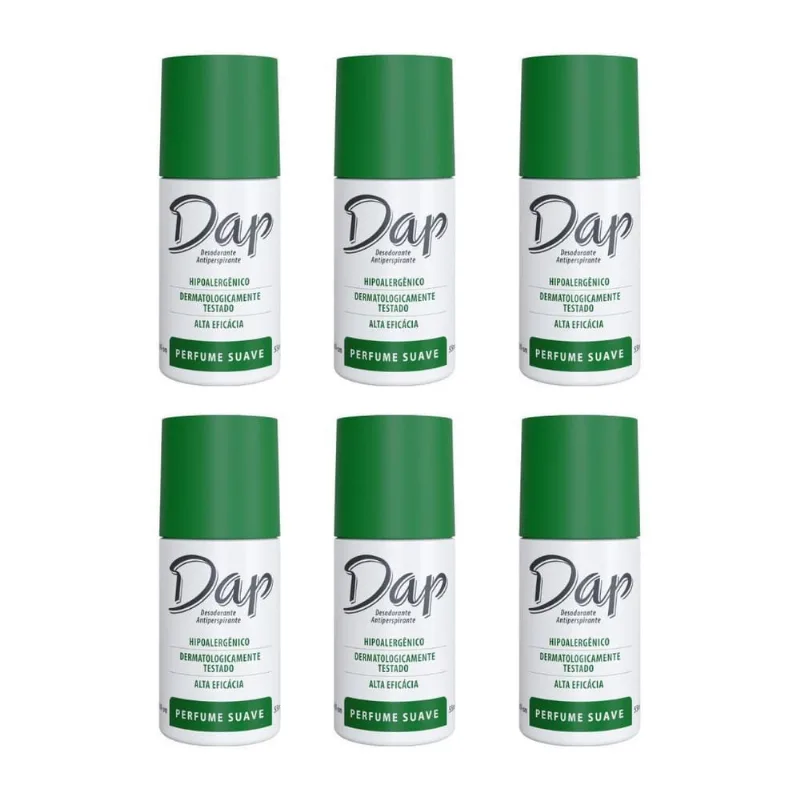 Desodorante Dap Roll-On Perfumado Suave 55Ml - Kit Com 6Un