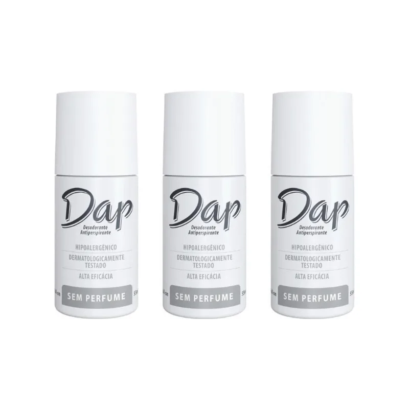 Desodorante Dap Roll-On Sem Perfume 55Ml - Kit Com 3Un