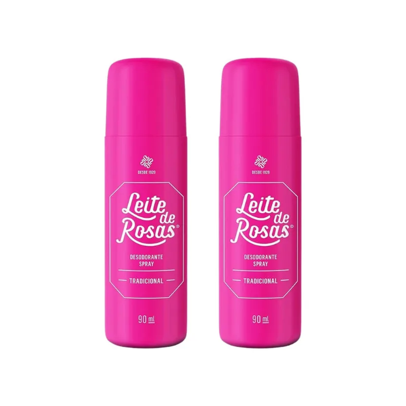 Desodorante Spray Leite de Rosas 90ml - Kit c/ 2un