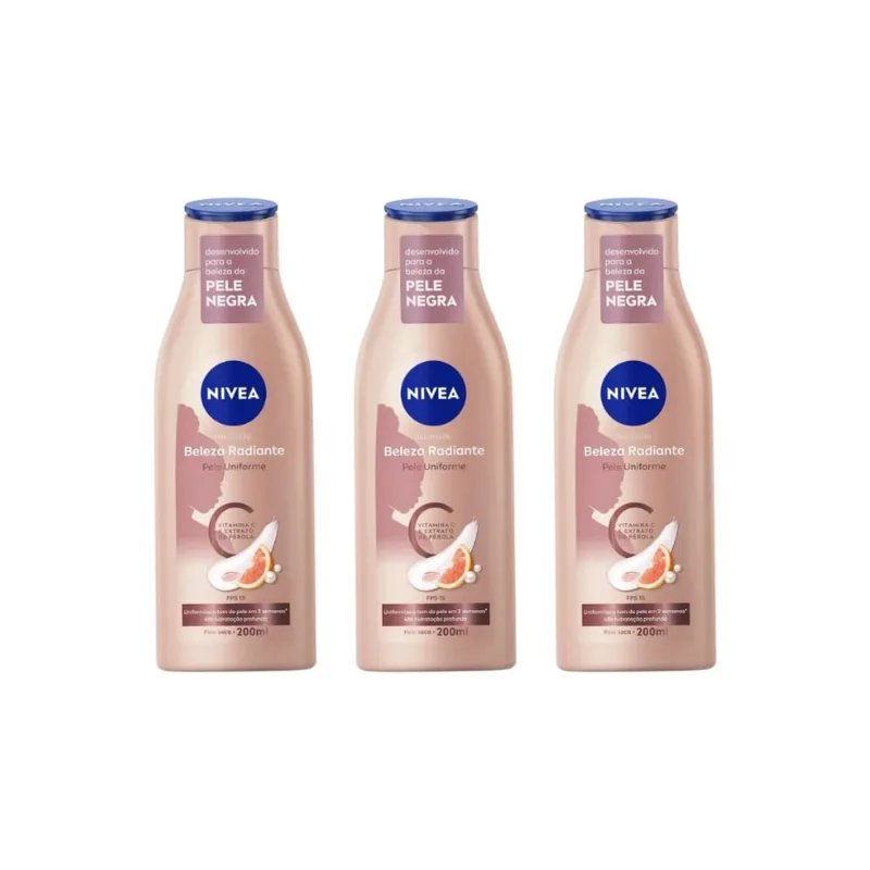 Hidratante Corporal Nivea 200ml Beleza Uniforme F15 - 3un