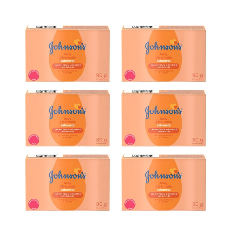 Sabonete Johnsons Baby Glicerinado 80g - Kit c/ 6un