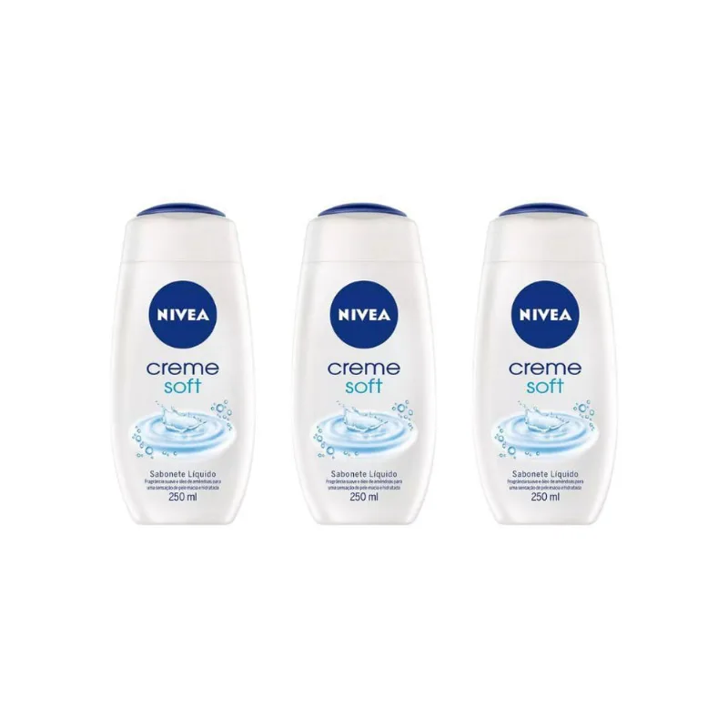 Sabonete Liquido Nivea 250Ml Creme Soft - Kit C/3Un