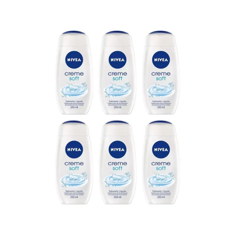 Sabonete Liquido Nivea 250Ml Creme Soft - Kit C/6Un