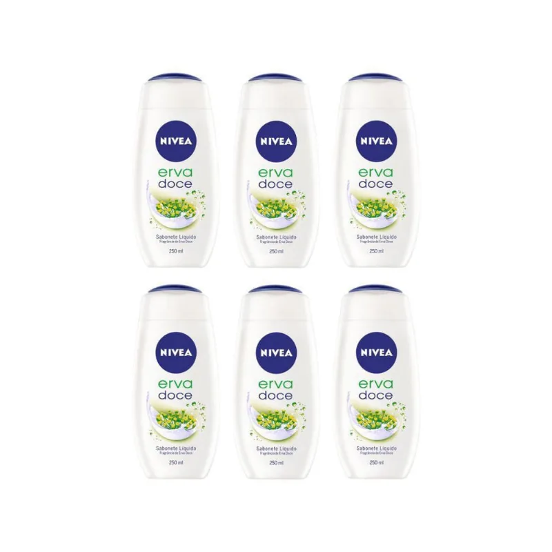 Sabonete Liquido Nivea 250Ml Erva Doce Therapy - Kit C/6Un