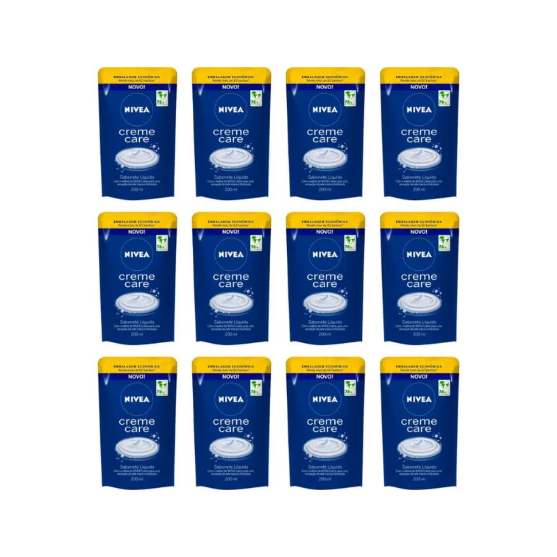 Sabonete Liquido Nivea Refil 200ml Cr Care - Kit C/12un