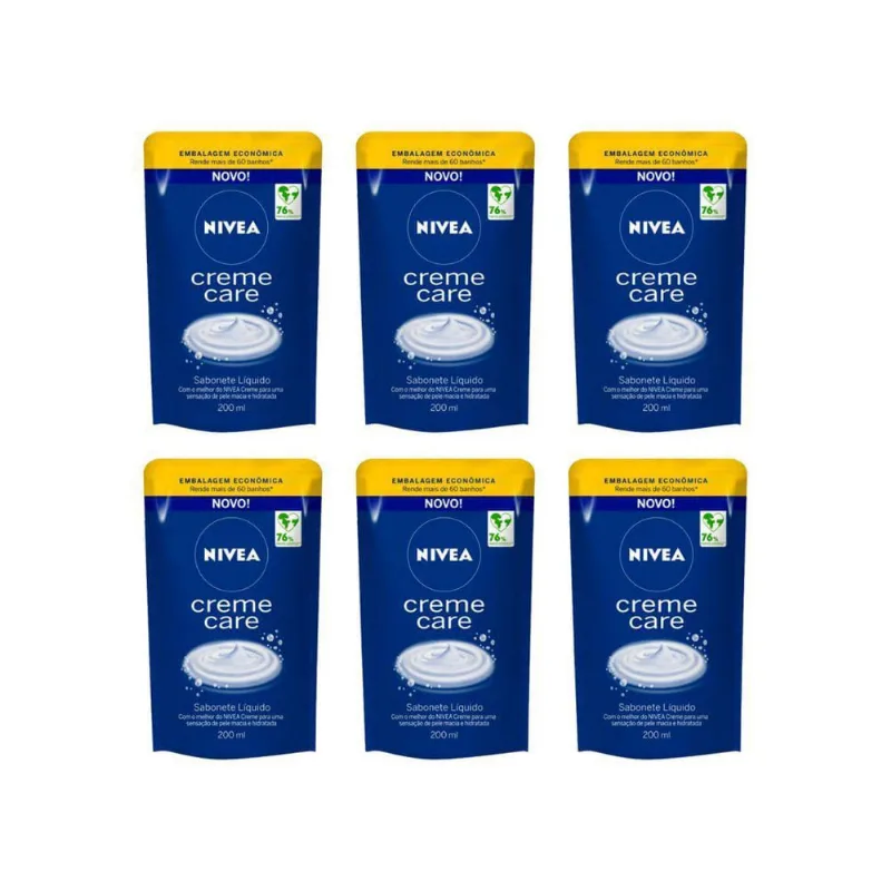 Sabonete Liquido Nivea Refil 200Ml Cr Care - Kit C/6Un