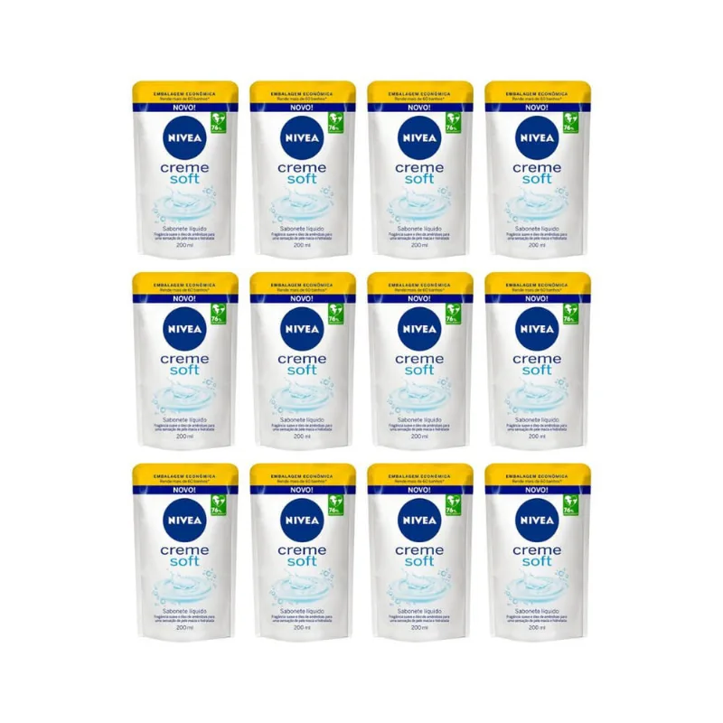Sabonete Liquido Nivea Refil 200ml Cr Soft - Kit C/12un