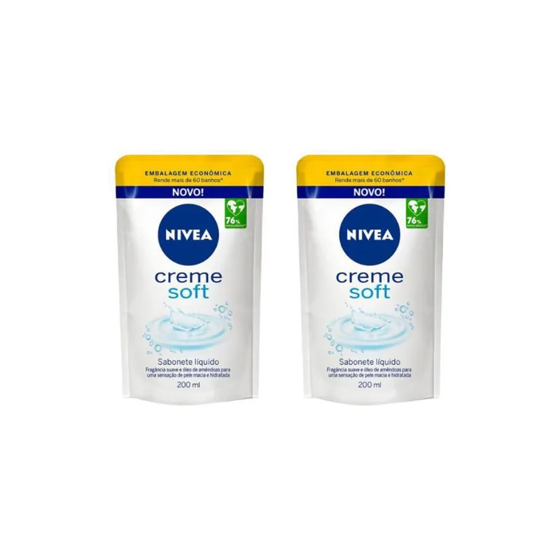 Sabonete Liquido Nivea Refil 200Ml Cr Soft - Kit C/2Un