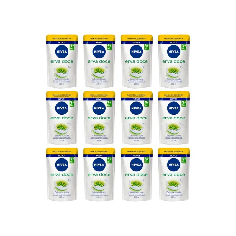 Sabonete Liquido Nivea Refil 200ml Erva Doce - Kit C/12un