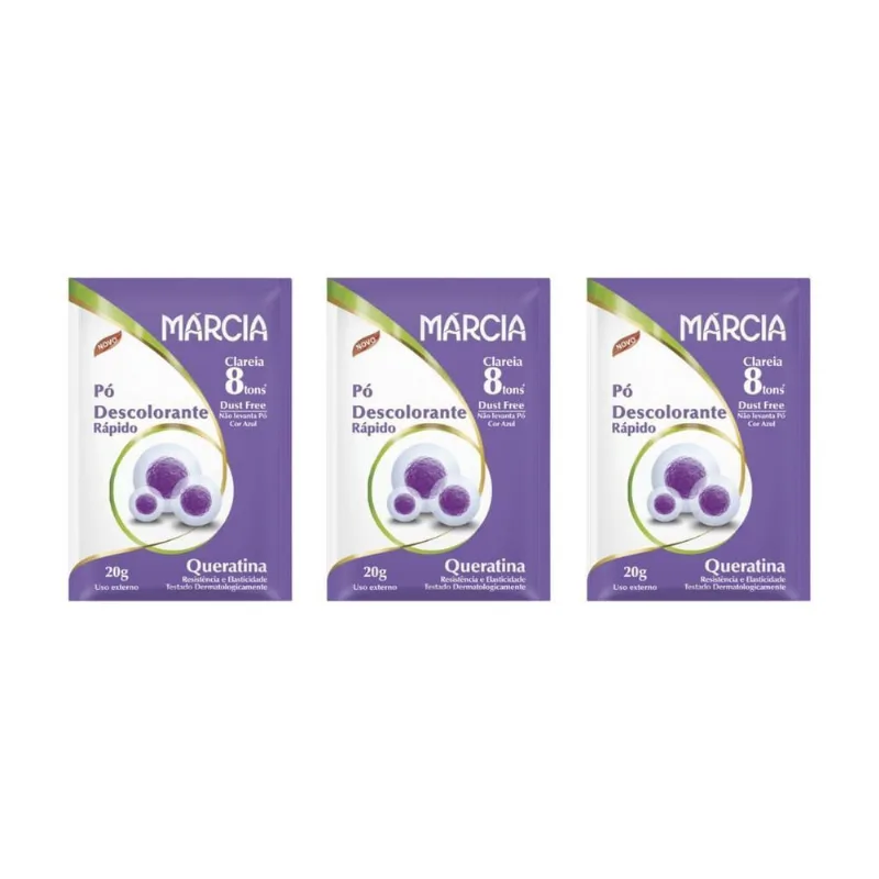 Po Descolorante Marcia Queratina 20G - Kit Com 3Un