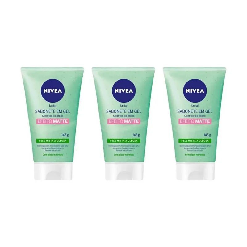 Sabonete Nivea Facial 145G Gel Controle Brilho - Kit Com 3Un