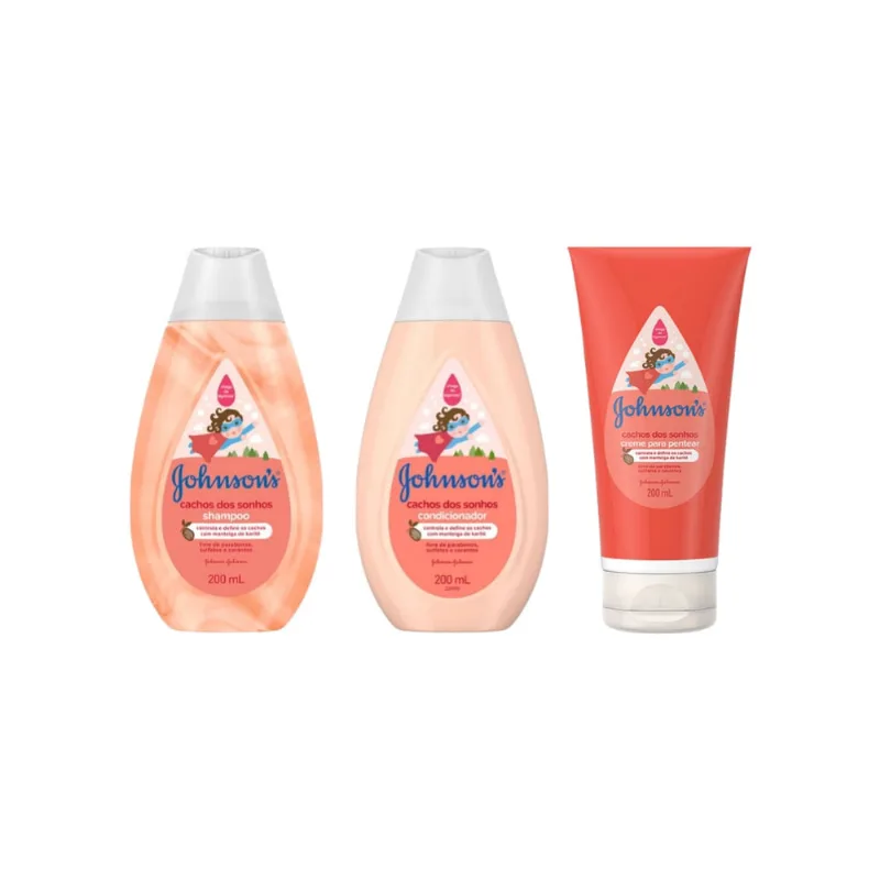 Kit Johnsons Cacheados Sh + Cond + Cr Pentear 200ml Cada