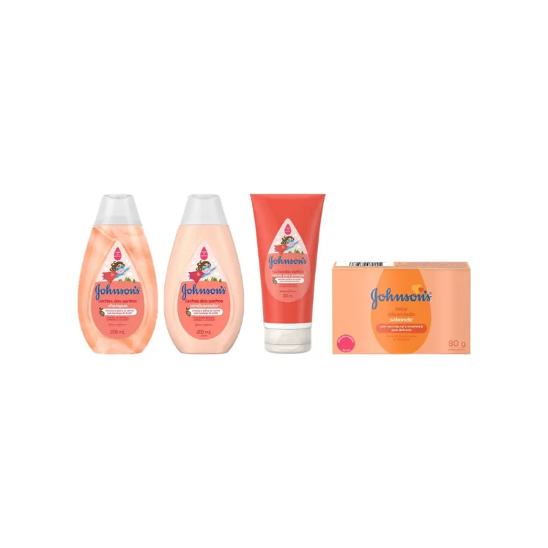 Kit Johnsons Cacheados Sh + Cond + Sab Barra + Cr Pentear