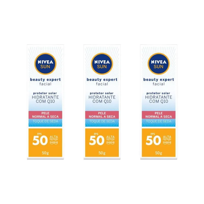 Protetor Solar Nivea Facial 50G Beauty F50 Facial Seca- 3Un