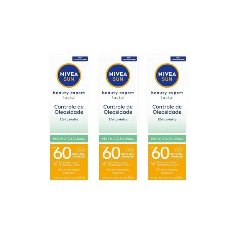 Protetor Solar Nivea Facial 50G Beauty F60 Facial Oleosa-3Un