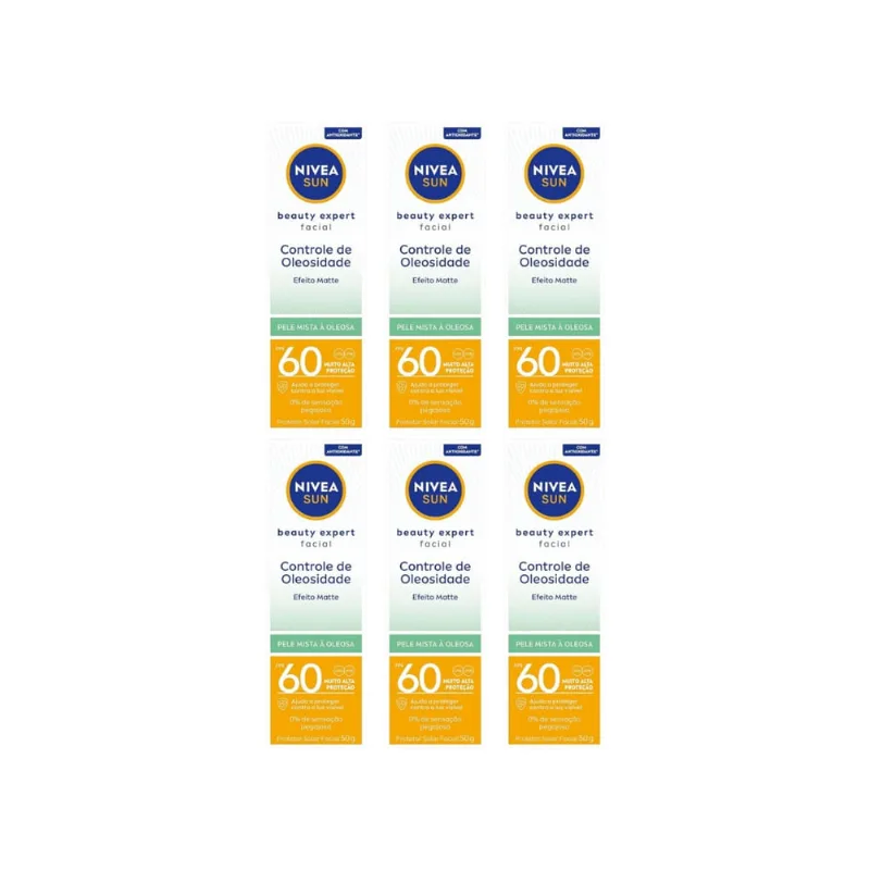 Protetor Solar Nivea Facial 50g Beauty F60 Facial Oleosa-6un