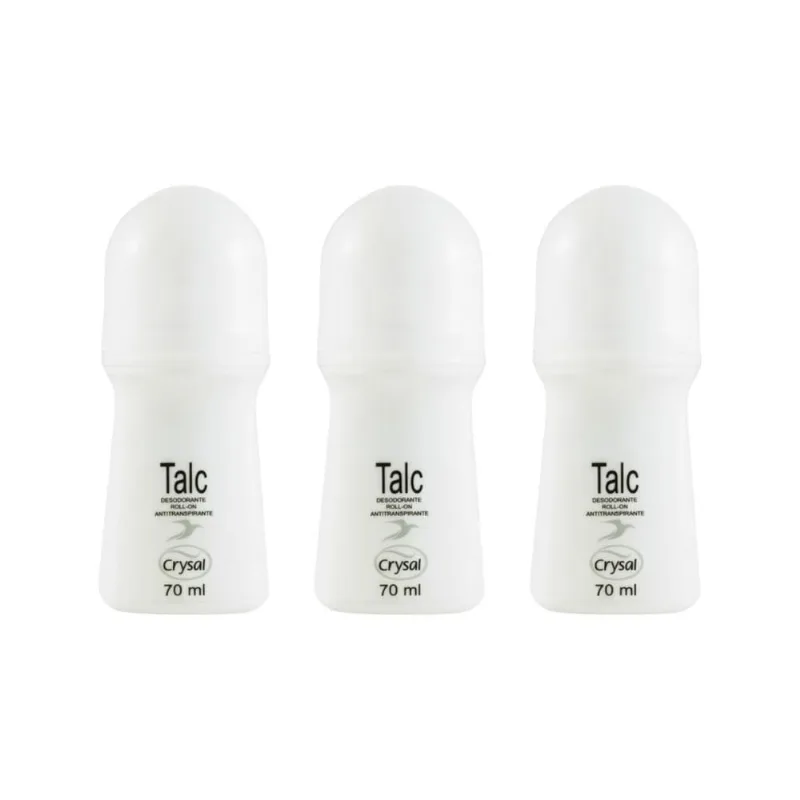 Desodorante Roll-On Crysal 70Ml Talc - Kit Com 3Un