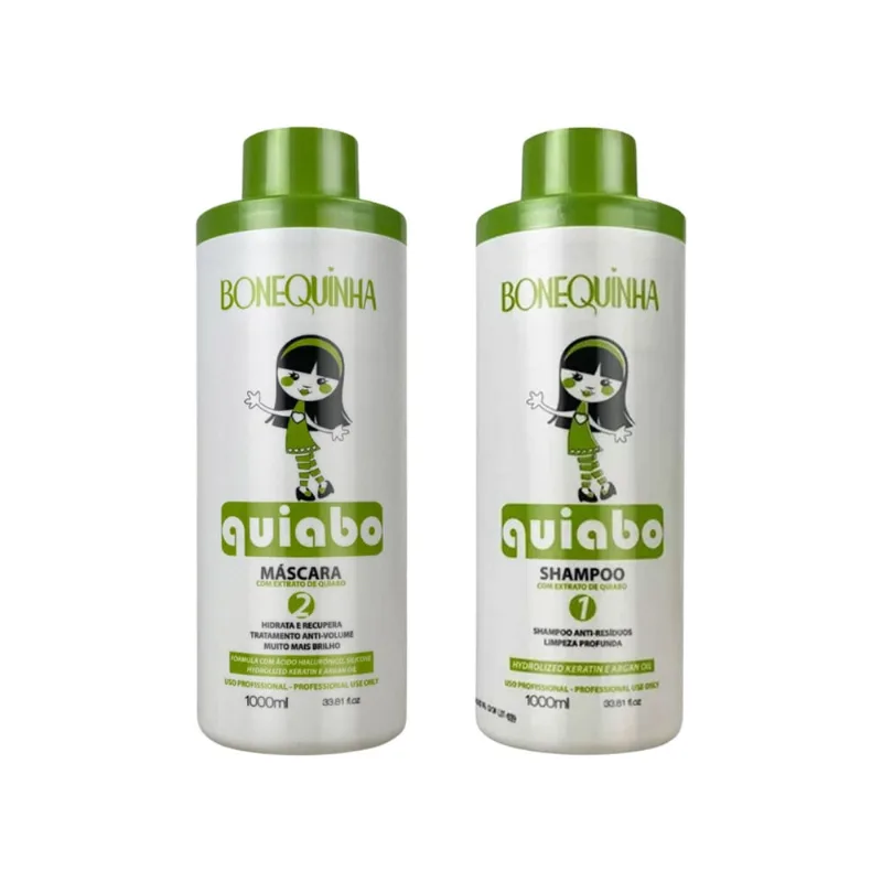 Kit Escova Progressiva Bonequinha Quiabo Mascara + Sha 1L